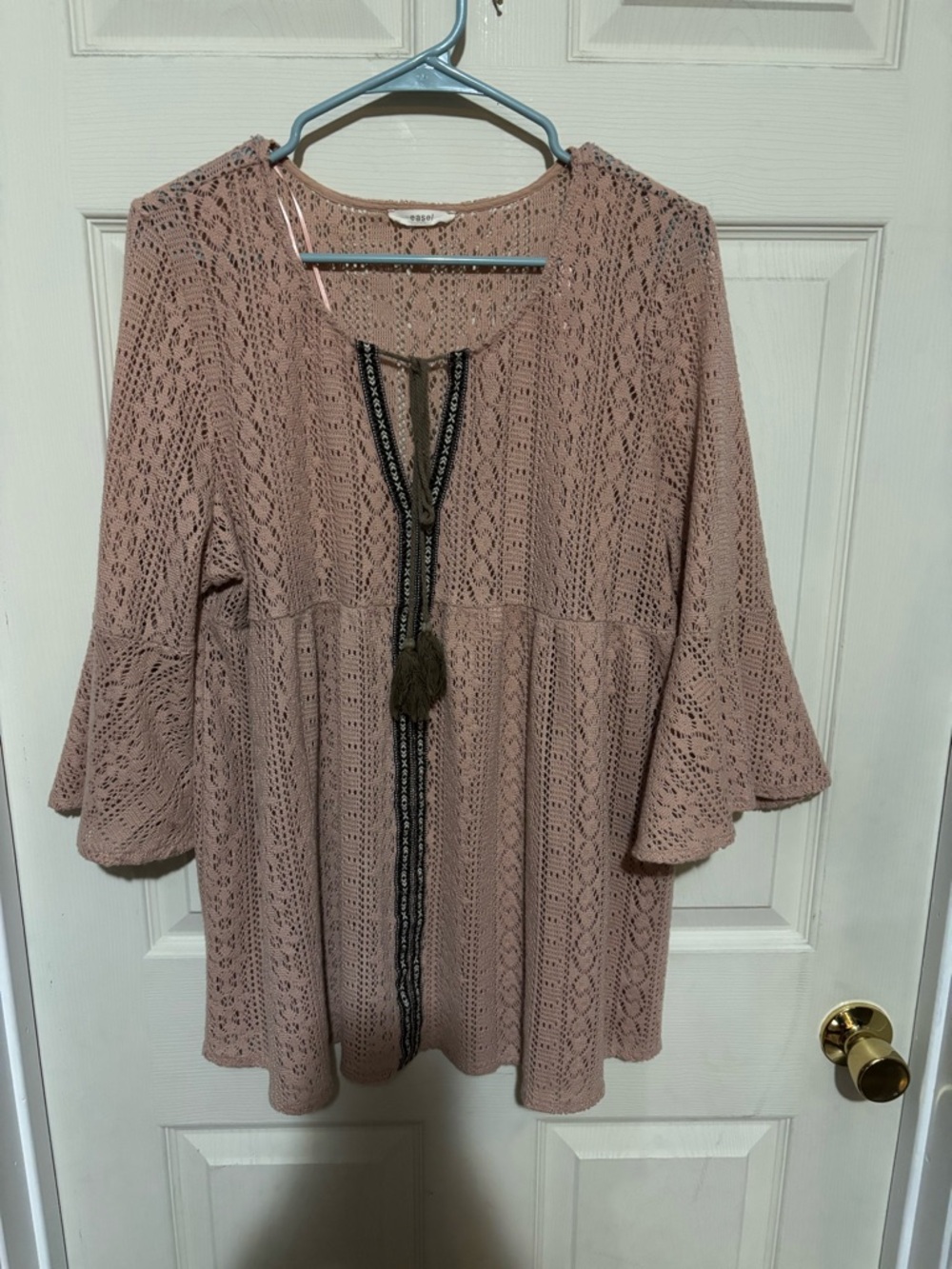 Crochet Tassel Tie-Front Women’s Boho top by Easel Los Angeles